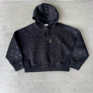 Kate Spade Women’s Cropped Hoodie Embossed Heart Black Size S